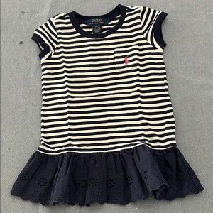 Ralph Lauren Navy and White Striped Kids Dress